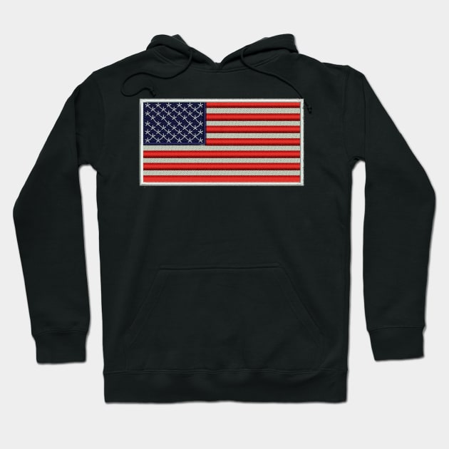 Embroidery American Flag Sticker Hoodie by anacarminda